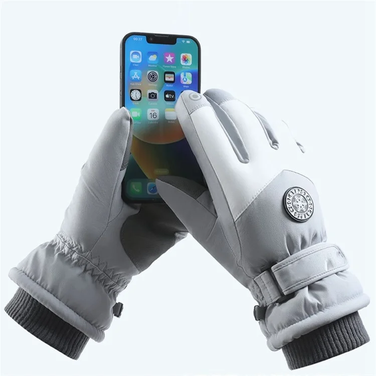 HX223 Winter Windproof Touch Screen Motorcycle Gloves for Men / Women Thermal Ski Mittens - Purple+White / Women