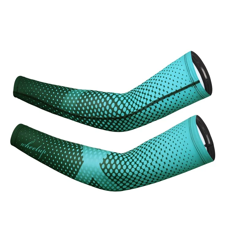 Rodas Para Cima Verão Anti-UV Respirável Secagem Rápida Sunscreen Sleeves Gelo Silk Braço Mangas - Preto / Azul L / Xl