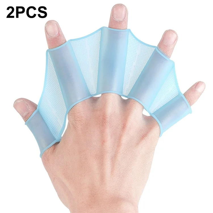 1 Paire Taille L Gants d'Entraînement de Natation Pagaies à Main en Silicone pour Hommes Équipement de Plongée et de Natation - Bleu