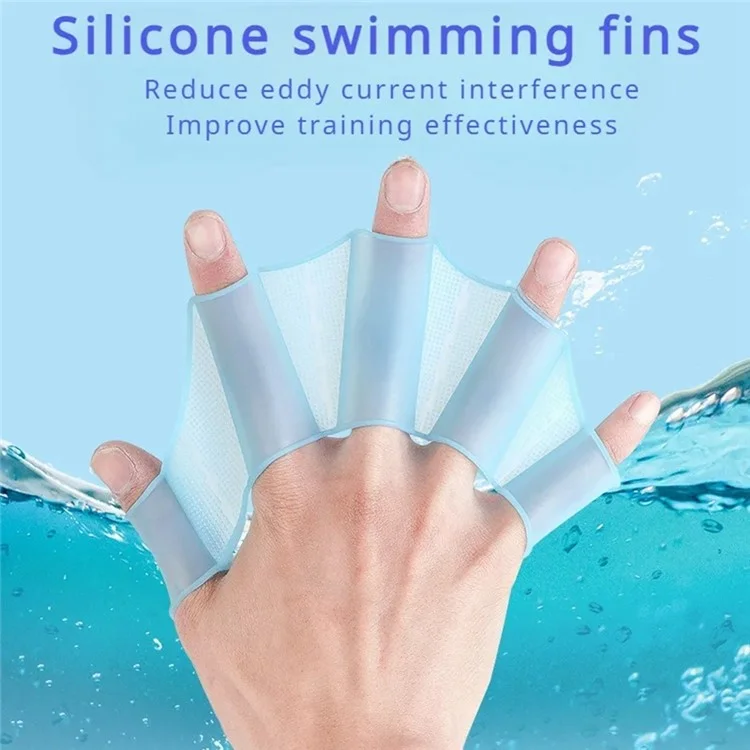 1 Paire Taille L Gants d'Entraînement de Natation Pagaies à Main en Silicone pour Hommes Équipement de Plongée et de Natation - Bleu