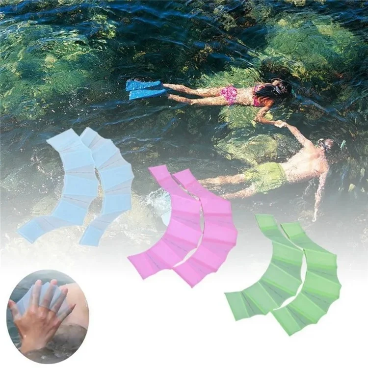 1 Paire Taille L Gants d'Entraînement de Natation Pagaies à Main en Silicone pour Hommes Équipement de Plongée et de Natation - Bleu