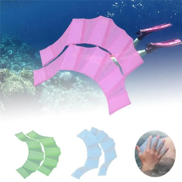 1 Paire Taille L Gants d'Entraînement de Natation Pagaies à Main en Silicone pour Hommes Équipement de Plongée et de Natation - Bleu