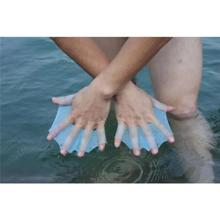 1 Paire Taille L Gants d'Entraînement de Natation Pagaies à Main en Silicone pour Hommes Équipement de Plongée et de Natation - Bleu