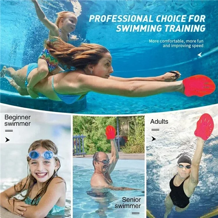 F004 1 Paar Kinder-Schwimmpaddel Größe Verstellbare Freestyle Schwimmtrainingsausrüstung - Rot