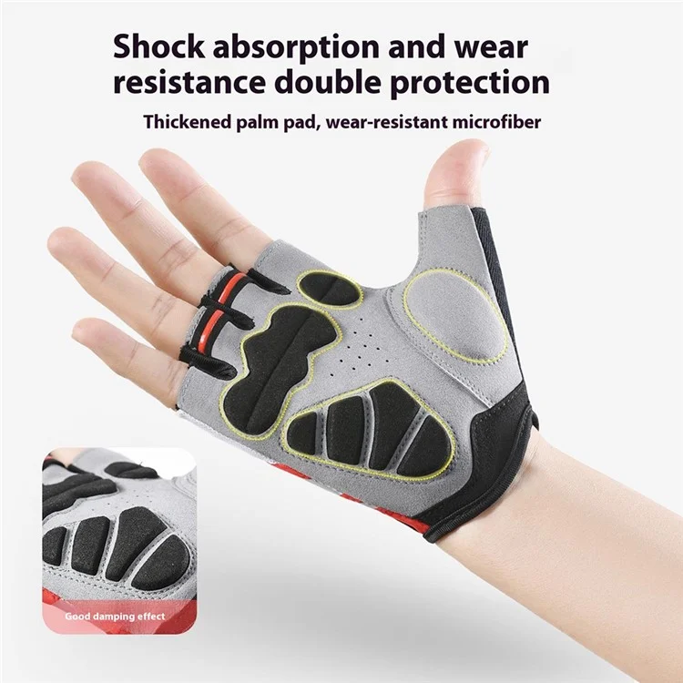 VILICO A0066V 1 Paire Taille XL Gants de Cyclisme, Fitness et Pêche - Antichoc et Antidérapants, Mi-Doigts - Rouge