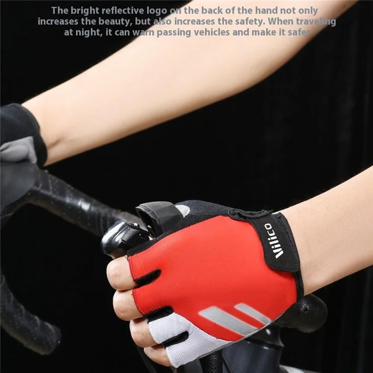 VILICO A0066V 1 Paire Taille XL Gants de Cyclisme, Fitness et Pêche - Antichoc et Antidérapants, Mi-Doigts - Rouge