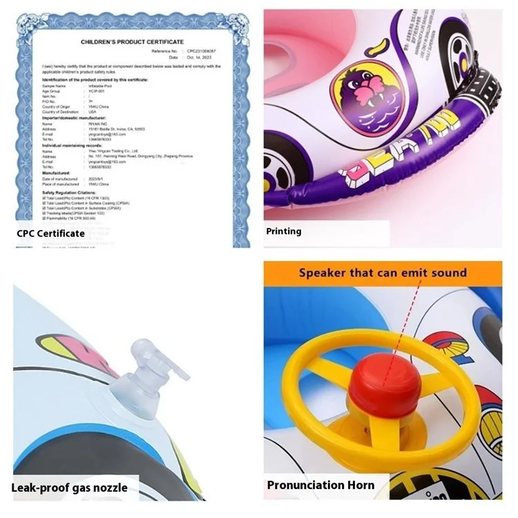 Lot de Bouées de Natation Gonflables SUMMERT avec Motif Dessin Animé pour Enfants de 1 à 3 Ans / Épaisseur de 0,18 mm / Supporte jusqu'à 25 kg - Rose Transparent