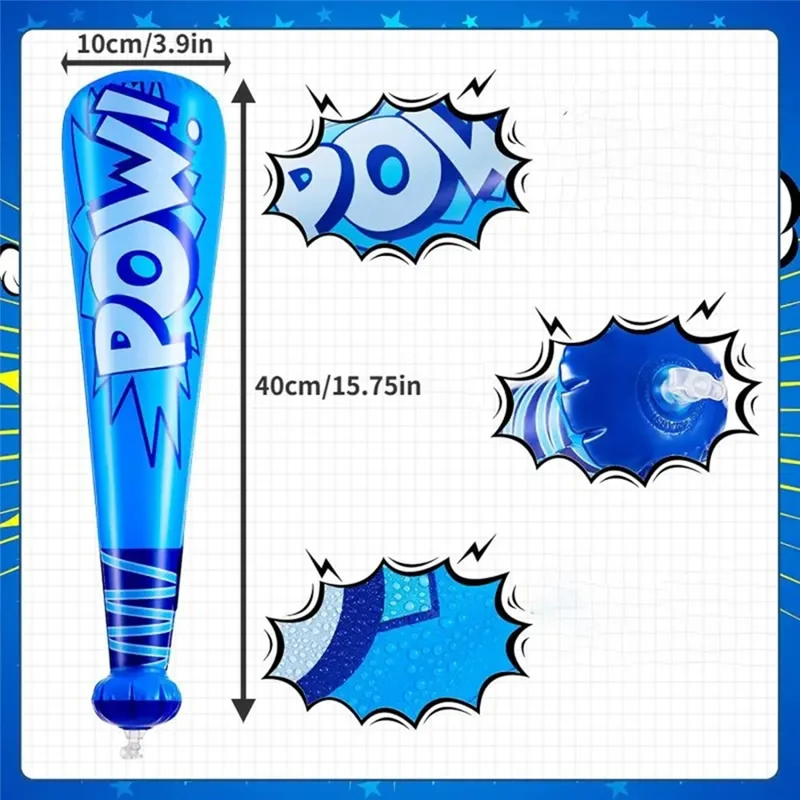 40cm Inflatable Baseball Bat Balloon Baseball Party Supplies POW Letter PVC Sports Theme Toy - Pink