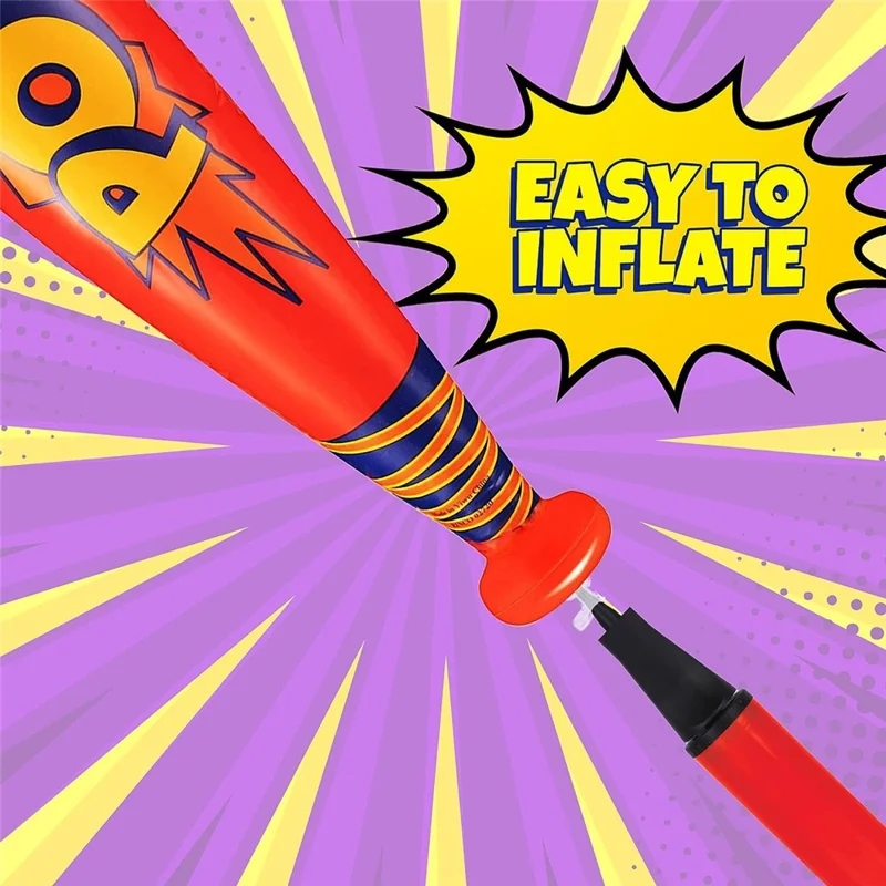 40cm Inflatable Baseball Bat Balloon Baseball Party Supplies POW Letter PVC Sports Theme Toy - Pink