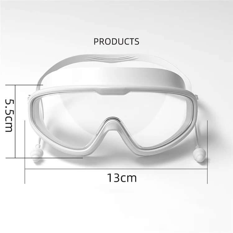 Kinder Anti-Beschlag Schwimmbrille mit Silikon Schwimmkappe und Ohrstöpsel Set für Pool und Strand - Weiß+Rosa