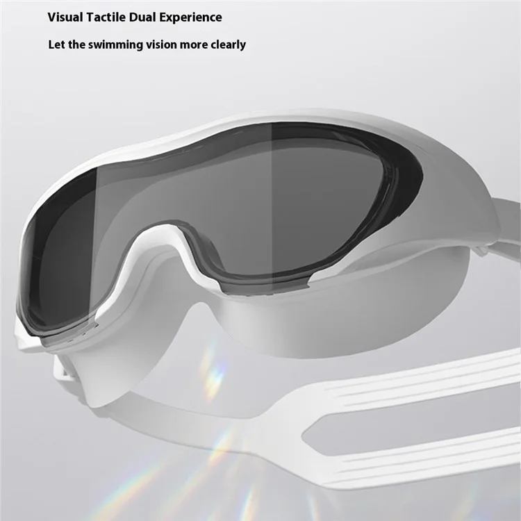 High Definition Swimming Goggles for Men Women Anti Fog Large Frame Swim Glasses, 15.5 x 6cm - White / Transparent Lens
