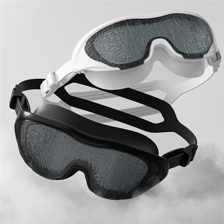 High Definition Swimming Goggles for Men Women Anti Fog Large Frame Swim Glasses, 15.5 x 6cm - White / Transparent Lens
