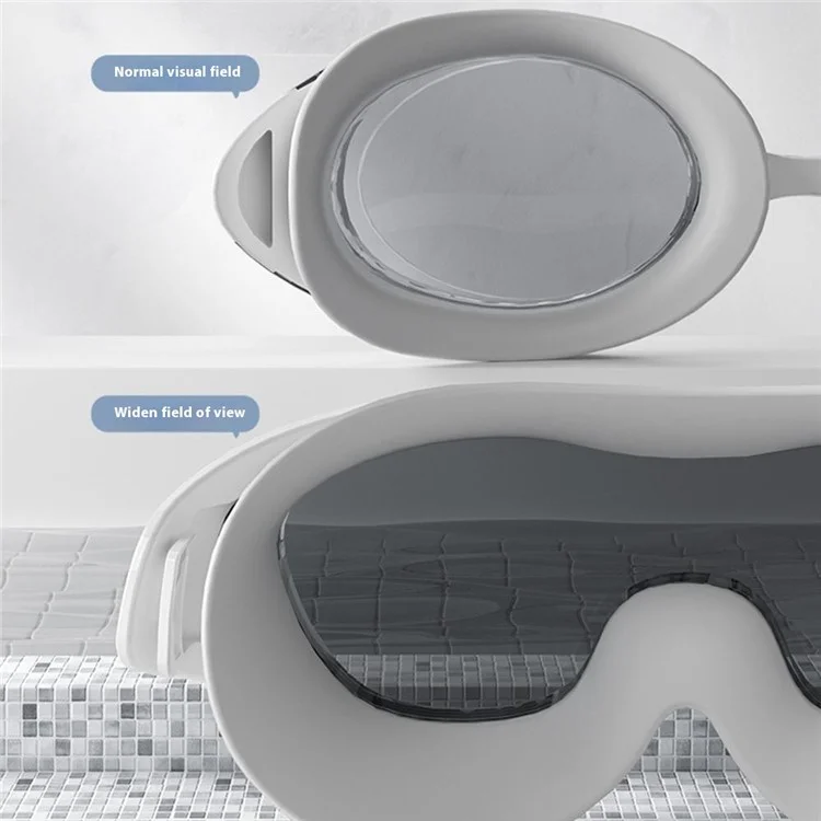 High Definition Swimming Goggles for Men Women Anti Fog Large Frame Swim Glasses, 15.5 x 6cm - White / Transparent Lens