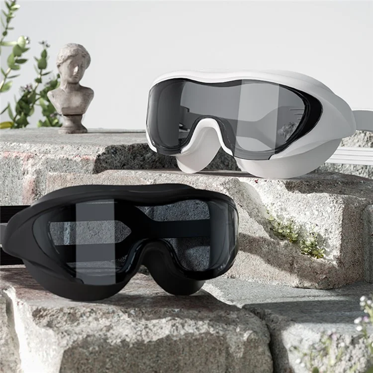 High Definition Swimming Goggles for Men Women Anti Fog Large Frame Swim Glasses, 15.5 x 6cm - White / Transparent Lens