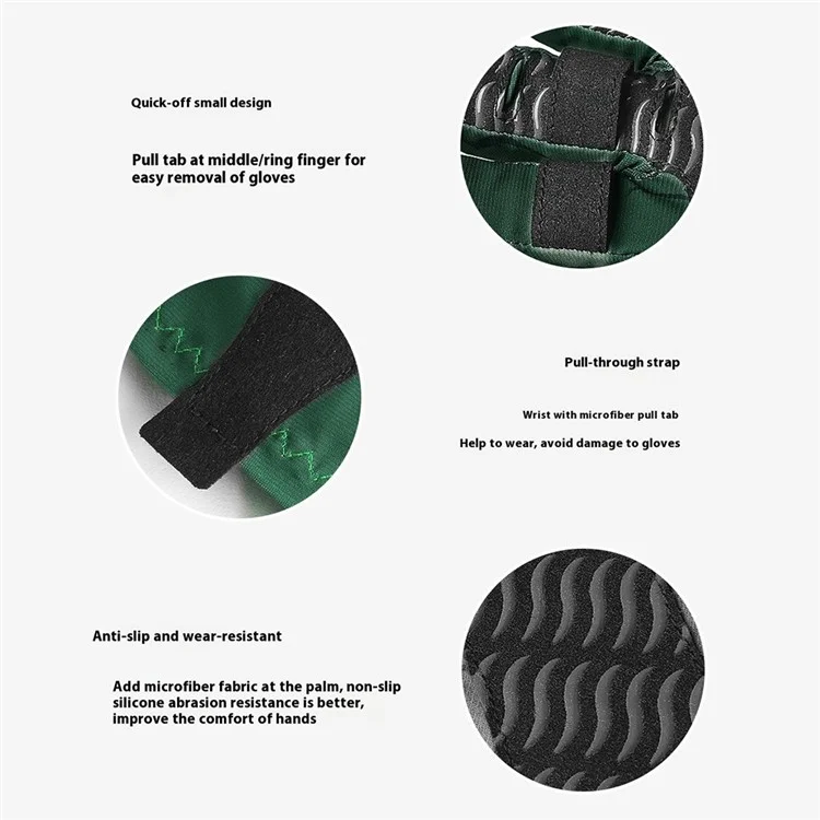 VILICO A0129 UPF 50+ Professional Fishing Gloves Anti Slip Half Finger Gloves for Outdoor Cycling - Green / M