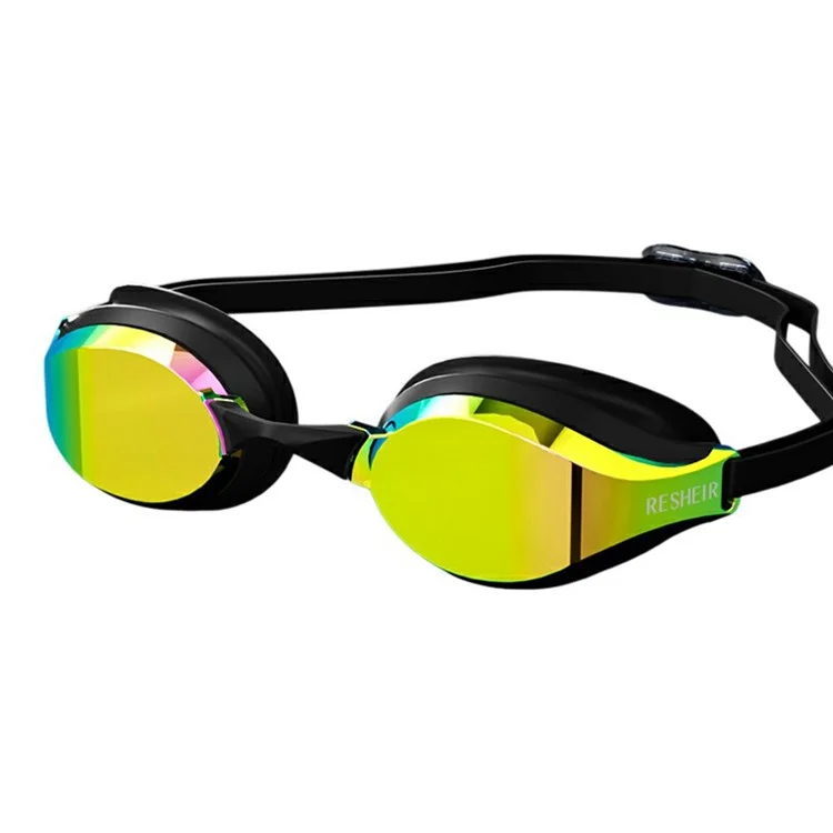 RESHEIR 696 Racing Swim Goggles with Storage Case Anti Fog Electroplated Swimming Glasses - Black