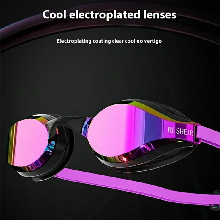 RESHEIR 696 Racing Swim Goggles with Storage Case Anti Fog Electroplated Swimming Glasses - Black