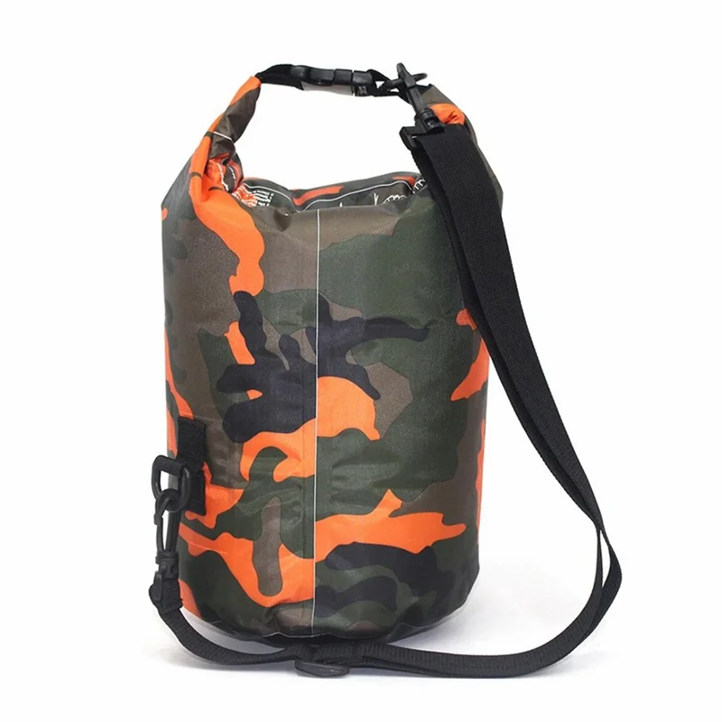 15L Camouflage Waterproof Dry Bag PVC Outdoor Camping Boating Swimming Drifting Sack with Single Shoulder Strap - Orange
