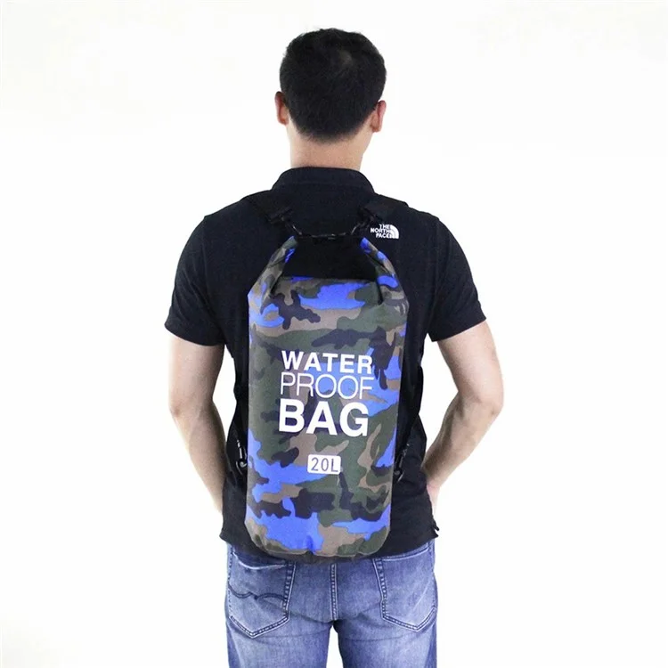 20L Camouflage Waterproof Dry Bag PVC Outdoor Camping Boating Swimming Drifting Sack with Single Shoulder Strap - Orange
