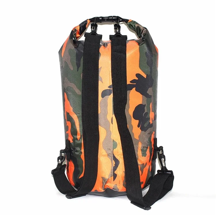 30L Camouflage Waterproof Dry Bag PVC Outdoor Camping Boating Swimming Drifting Sack with Dual Shoulder Strap - Orange