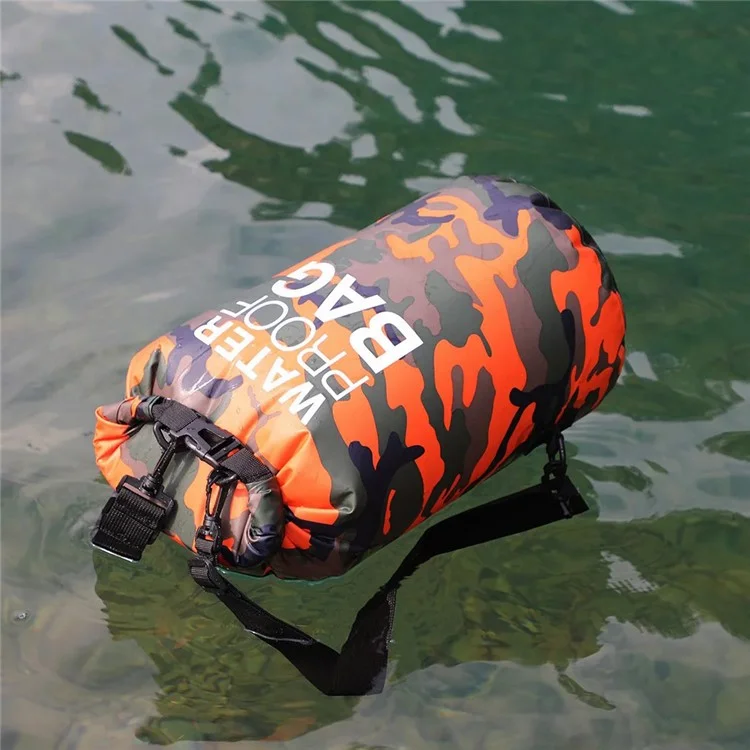 30L Camouflage Waterproof Dry Bag PVC Outdoor Camping Boating Swimming Drifting Sack with Dual Shoulder Strap - Orange