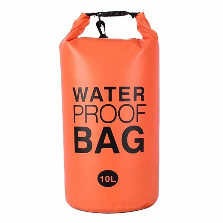 10L Single Shoulder Strap Outdoor Waterproof Dry Bag PVC Portable Storage Sack for Camping Beach Swimming Boating Kayaking - Orange
