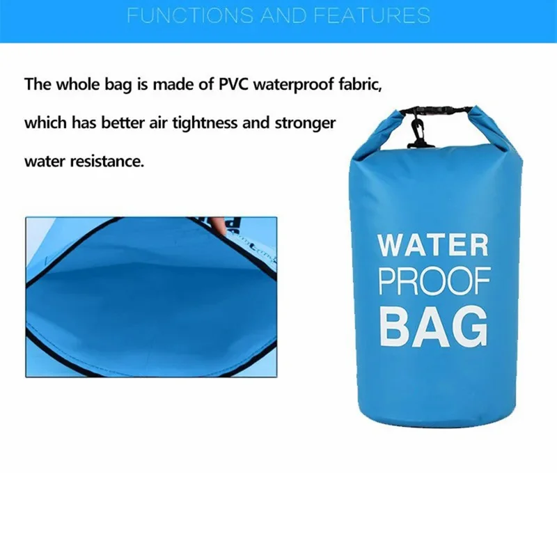 15L Single Shoulder Strap Outdoor Waterproof Dry Bag PVC Portable Storage Sack for Camping Beach Swimming Boating Kayaking - Light Green