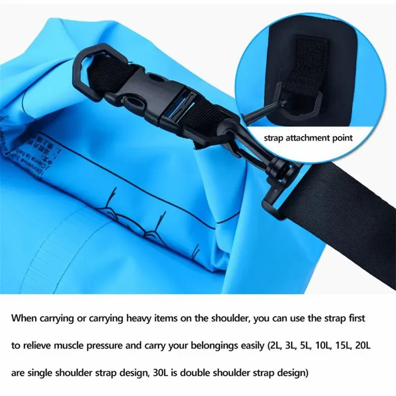 15L Single Shoulder Strap Outdoor Waterproof Dry Bag PVC Portable Storage Sack for Camping Beach Swimming Boating Kayaking - Light Green