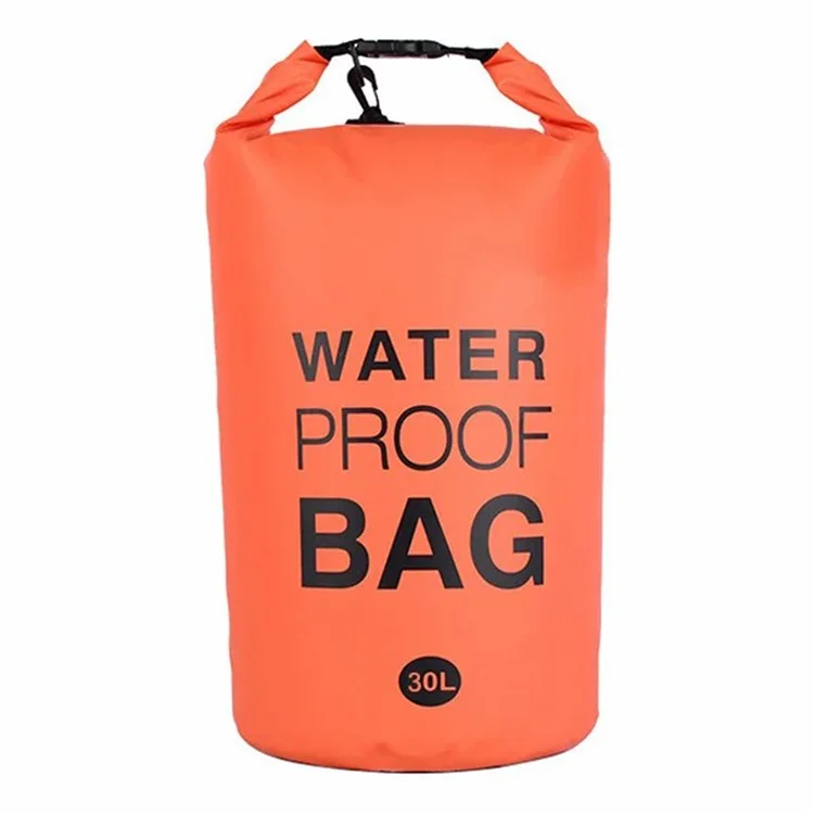 30L Double Shoulder Strap Outdoor Waterproof Dry Bag PVC Portable Storage Sack for Camping Beach Swimming Boating Kayaking - Orange