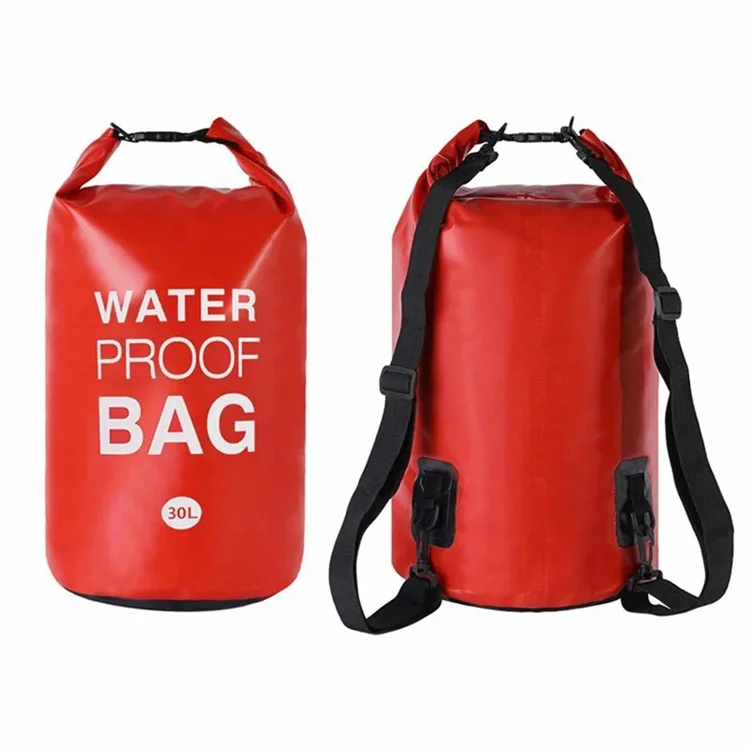 30L Double Shoulder Strap Outdoor Waterproof Dry Bag PVC Portable Storage Sack for Camping Beach Swimming Boating Kayaking - Orange