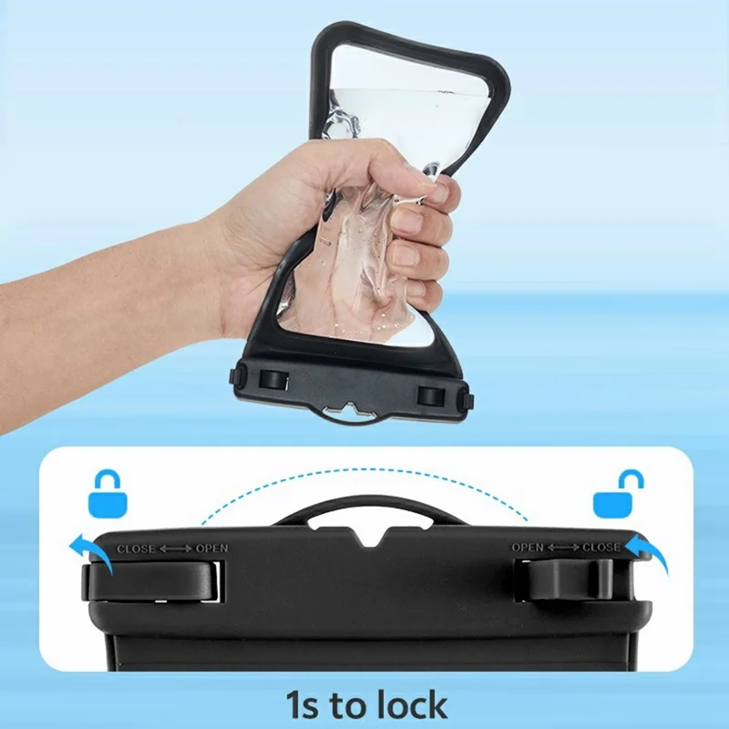 Waterproof Phone Pouch PVC Matte Case for Devices Up To 6.8 Inches IPX8 Water Proof Phone Dry Bag - Black