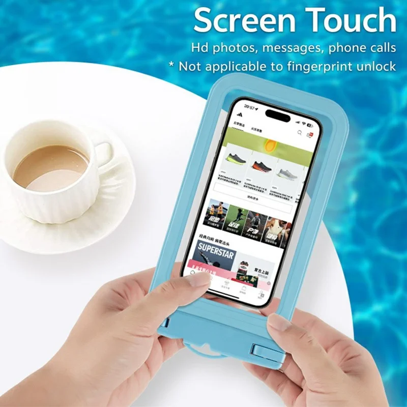 Custodia Impermeabile per Telefono Sacchetto PVC Opaco per Dispositivi fino a 6,8 Pollici IPX8 Borsa Asciutta Impermeabile - Blu