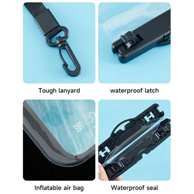 Wasserdichte Handy-Schutzhülle mit Clip für Geräte bis zu 7 Zoll, transparente wasserdichte Tasche IPX8 30m Unterwasser - Weiß