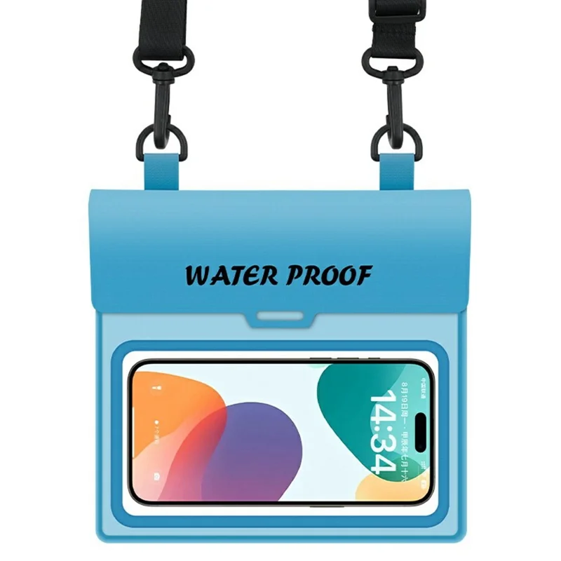 Clear Waterproof Phone Pouch Case Multifunctional Shoulder Bag PVC Phone Dry Bag with Adjustable Strap - Blue