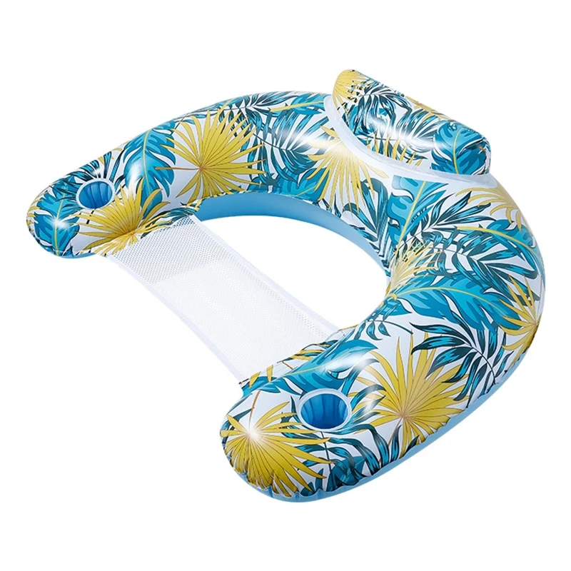 115 x 85cm Blätter Druck Schwimmbad Aufblasbar Schwimmsessel Dicke PVC Faltbar Wasser Lounge Sitz - Mittlere Farbe