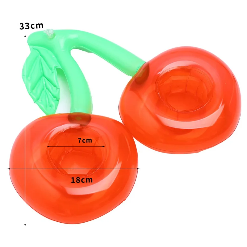 Support de Boisson Gonflable Cerise à 2 Emplacements pour Piscine / Fête de Plage, 33 x 18 cm