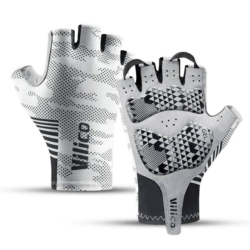 VILICO A0130 1 Par de Luvas de Ciclismo Antichoque com Meio Dedo, Respiráveis para Esportes Externos - Branco / M