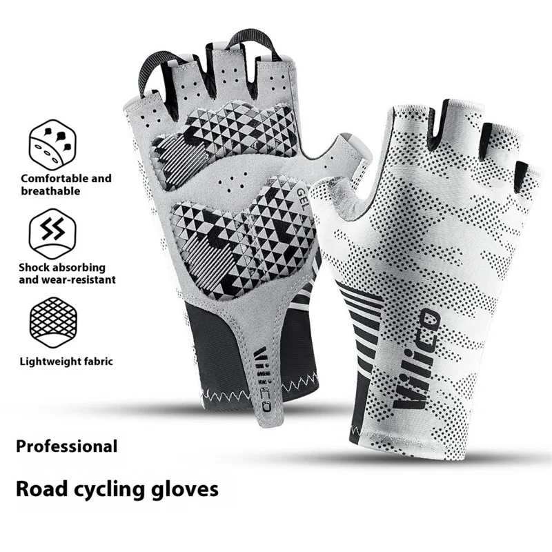 VILICO A0130 1 Par de Luvas de Ciclismo Antichoque com Meio Dedo, Respiráveis para Esportes Externos - Branco / M