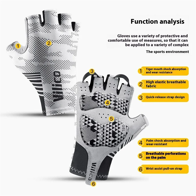 VILICO A0130 1 Par de Luvas de Ciclismo Antichoque com Meio Dedo, Respiráveis para Esportes Externos - Branco / M