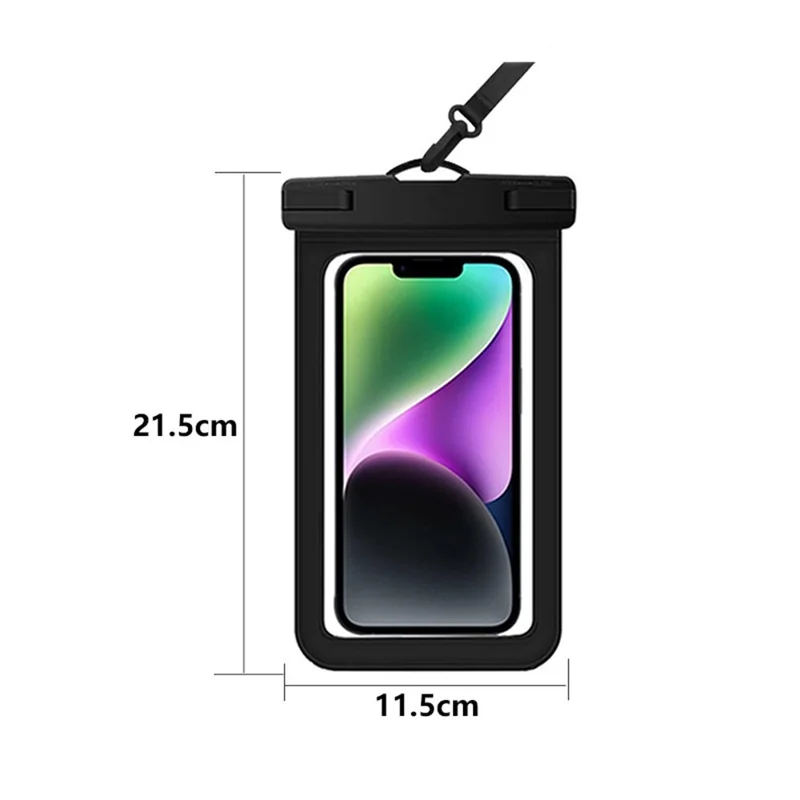 Waterproof 6.9 Inch Phone Pouch Swimming Diving PVC Transparent Touch Screen Outdoor Phone Protective Bag - White
