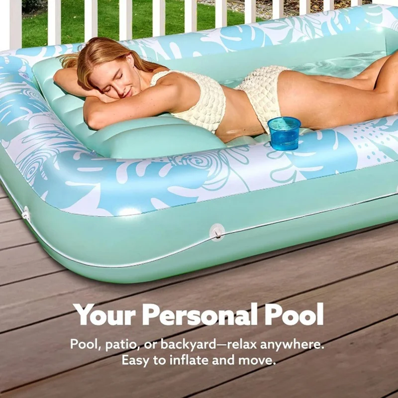 HC-FC666 PVC Inflatable Single Person Float Lounger with Pillow Maple Leaf Design Portable Pool Raft, 177x116cm - Pink