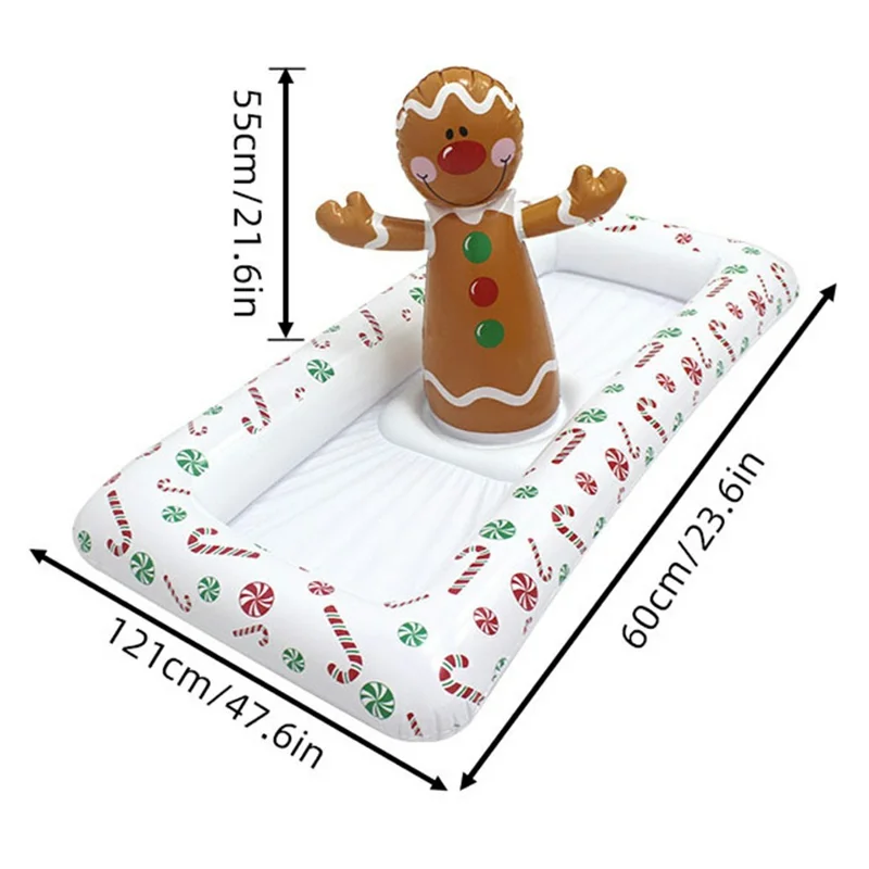 Contenitore Gonfiabile di Natale in PVC a Forma di Omino di Panpepato per Ghiaccio, Impermeabile, per Piscina e Spiaggia, Porta Bevande