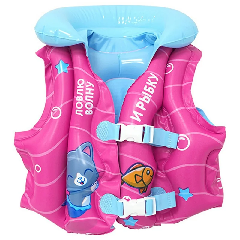 Cartoon Design Children Inflatable Life Jacket Swimming Vest Safety Flotation Device - Cat(for Age 1-2)