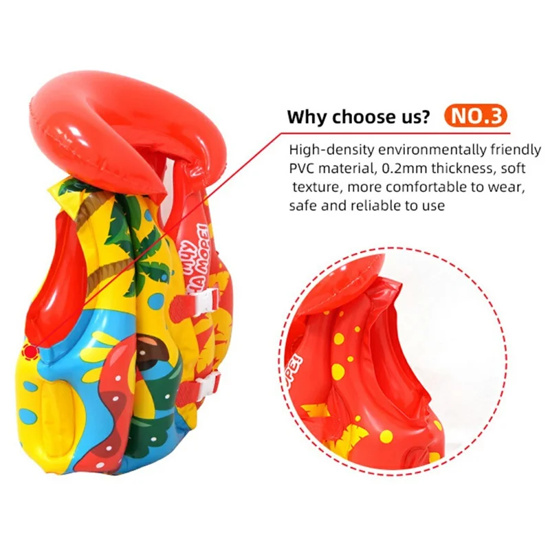Cartoon Design Children Inflatable Life Jacket Swimming Vest Safety Flotation Device - Cat(for Age 1-2)