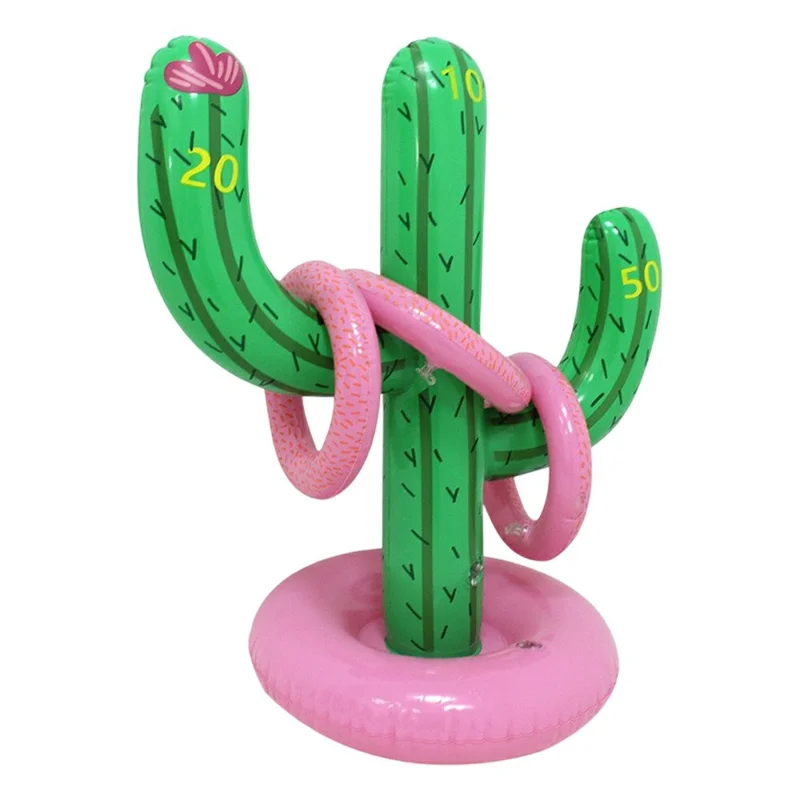 For Kids Inflatable Cactus Ring Toss Game with 3 Rings Set Pool Beach Party Interactive Toy