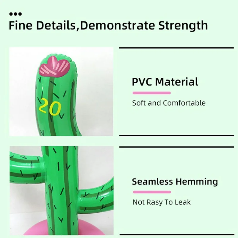 For Kids Inflatable Cactus Ring Toss Game with 3 Rings Set Pool Beach Party Interactive Toy