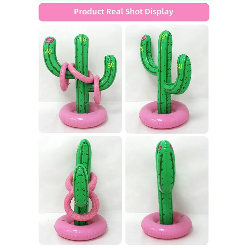 For Kids Inflatable Cactus Ring Toss Game with 3 Rings Set Pool Beach Party Interactive Toy