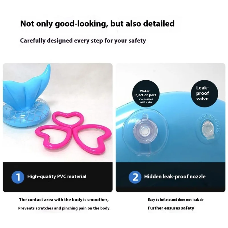 PVC Mermaid Tail Ring Toss Game Inflatable Throwing Toy Interactive Pool Party Entertainment Kit - Blue