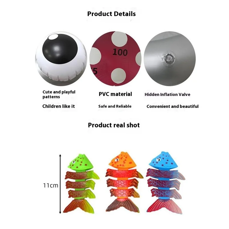 PVC Inflatable Shark Toss Game with 3 Small Fish for Kids Pool Party Interactive Toy