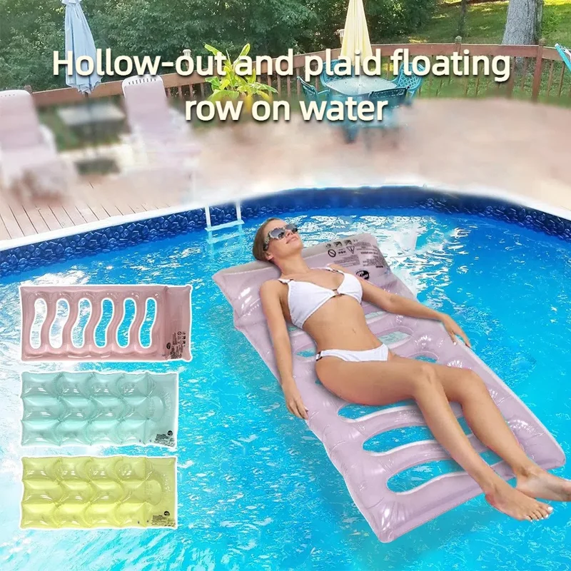 Foldable Pool Float PVC Inflatable Floating Water Hammock for Lake River Poolside Party, 160 x 80 x 13cm - Purple